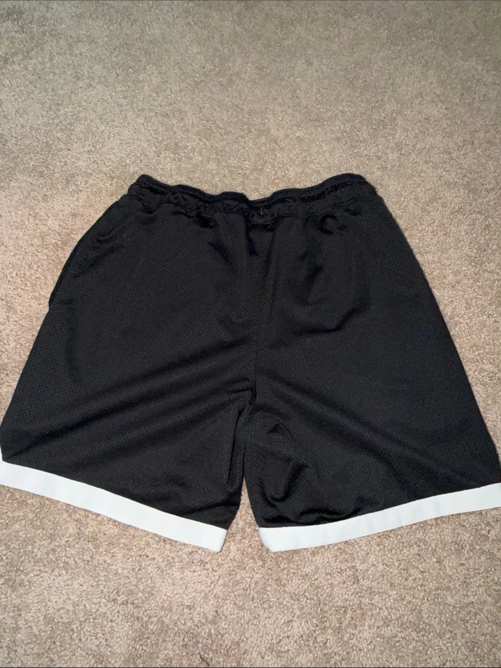 Jordan Men’s Black Athletic Shorts with White Trim and Multicolor Lettering